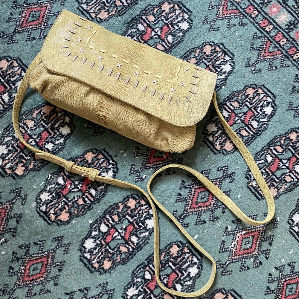 Radley London green suede boho slouchy crossbody purse